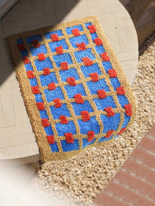 Ultra Soft Whimsical Dopamine Checker Bath Rug, Absorbent Mat