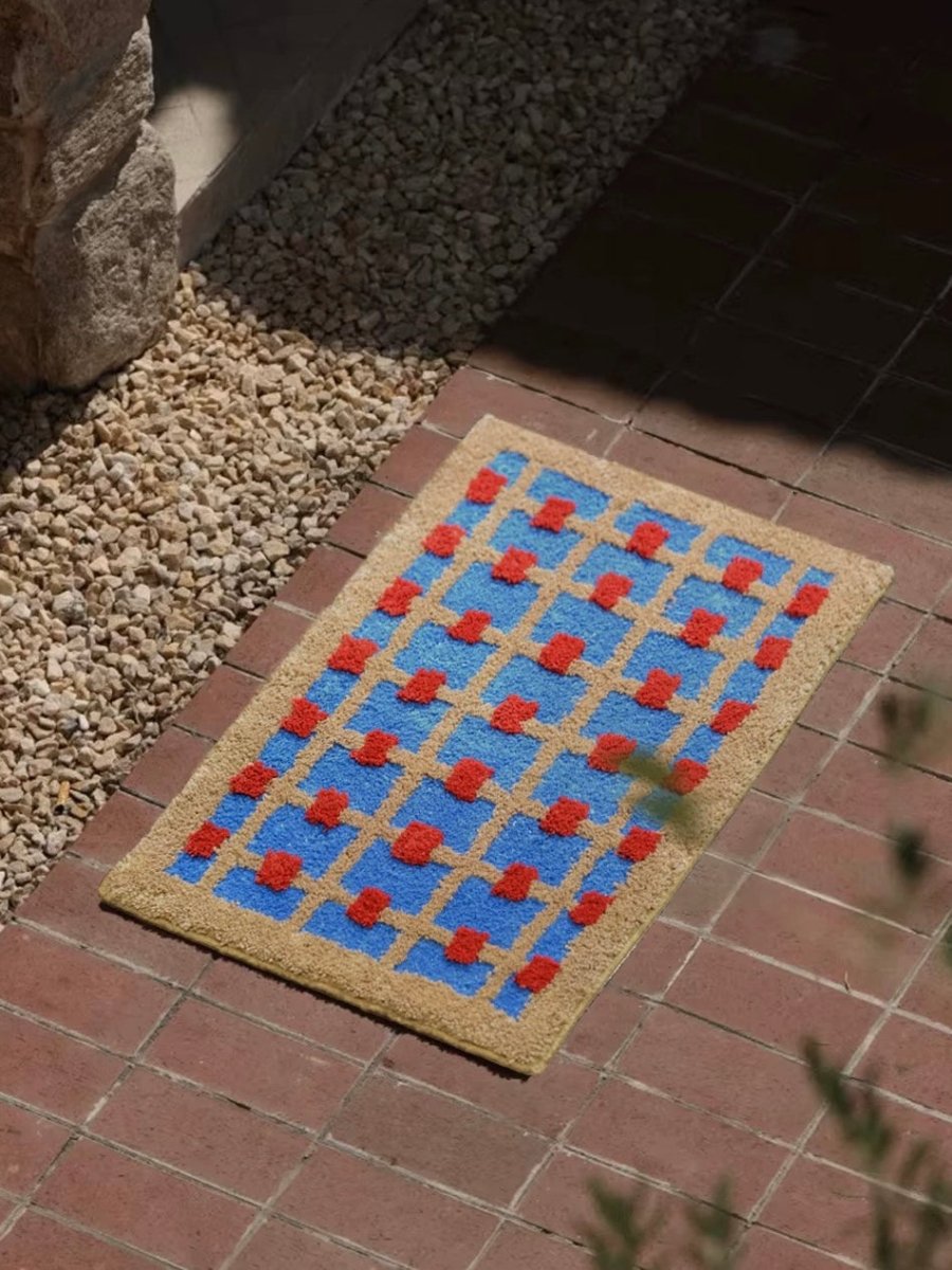 Ultra Soft Whimsical Dopamine Checker Bath Rug, Absorbent Mat