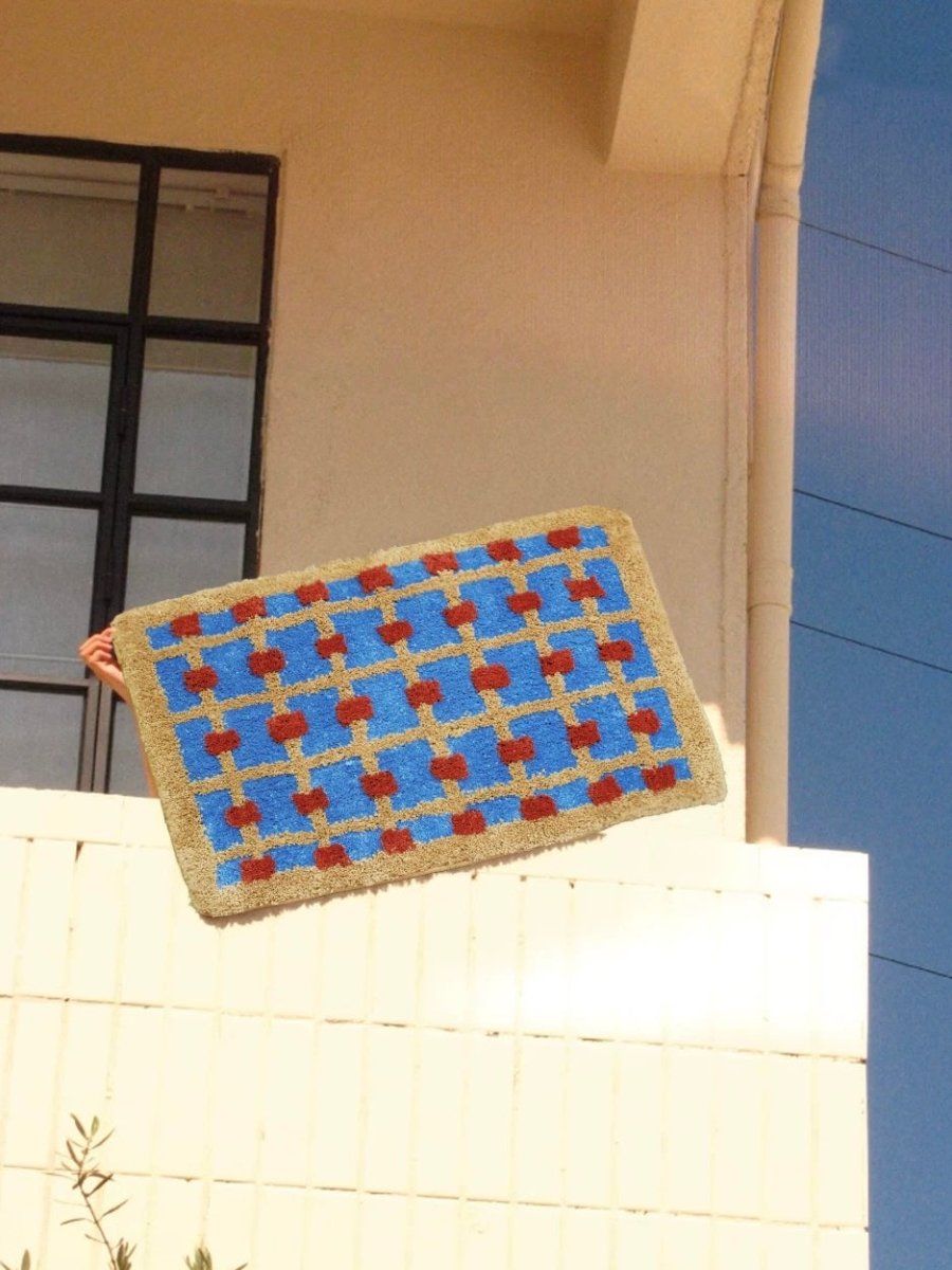 Ultra Soft Whimsical Dopamine Checker Bath Rug, Absorbent Mat